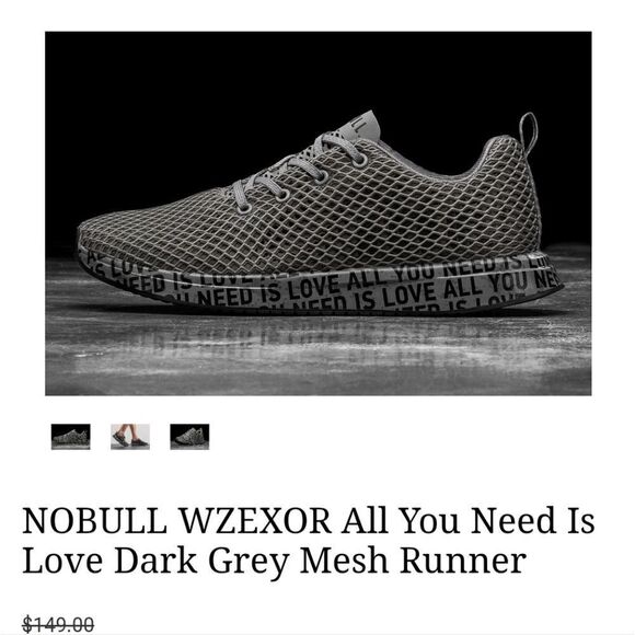 NOBULL WZEXOR All You Need Is Love Dark Grey Mesh Runners Sneakers - Picture 11 of 11